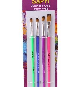 Sapri Set of 4 assorted synthetic Gold Flat brushes 1,2,4,6