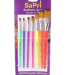 Sapri Set of 7 assorted synthetic Gold Flat brushes 1,2,4,6,8,10,12